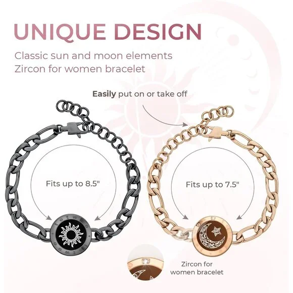 Long Distance Touch Bracelets for Couples, Smart Light & Vibration Love Jewelry,
